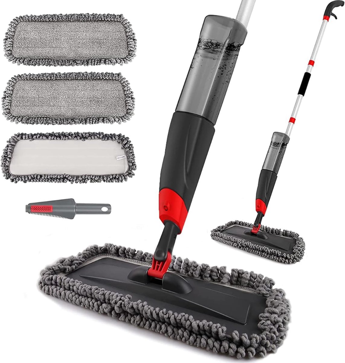 RONN® Dweil Met Spray - Dweil - Mop - Zwart - 43cm x 17cm x 135cm
