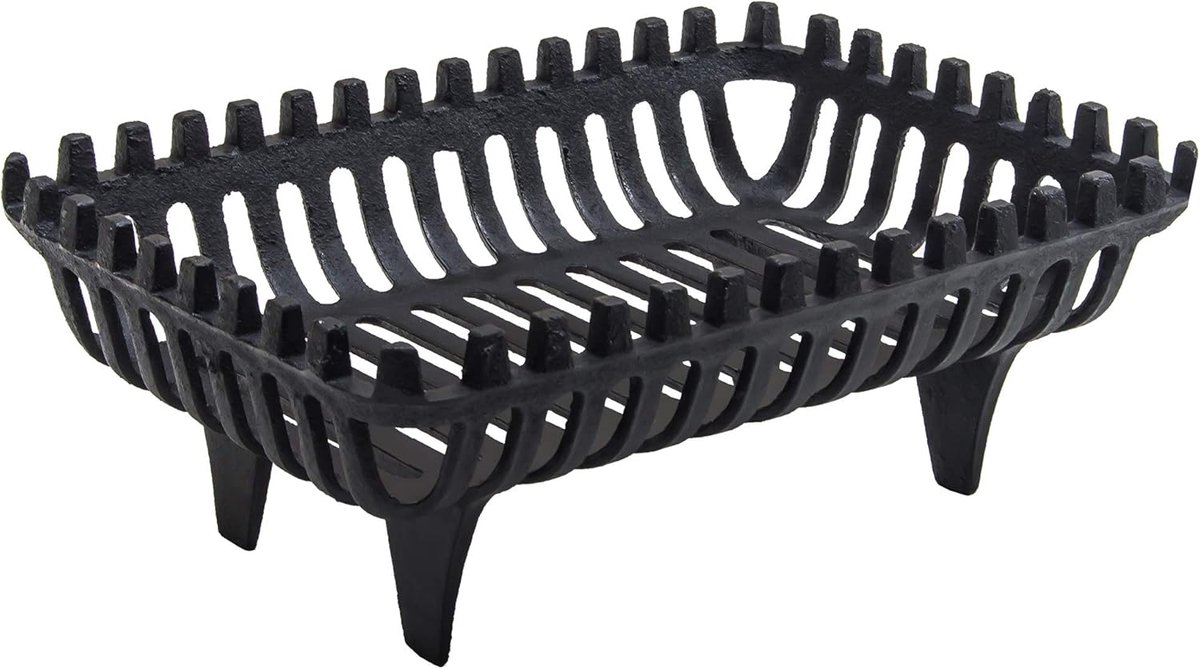 Gietijzeren Log Mand - Blokkenhouder Open Haard - Haardhout Opslag - Stevig Gietijzer Ontwerp - 46x32x19cm - Zwart