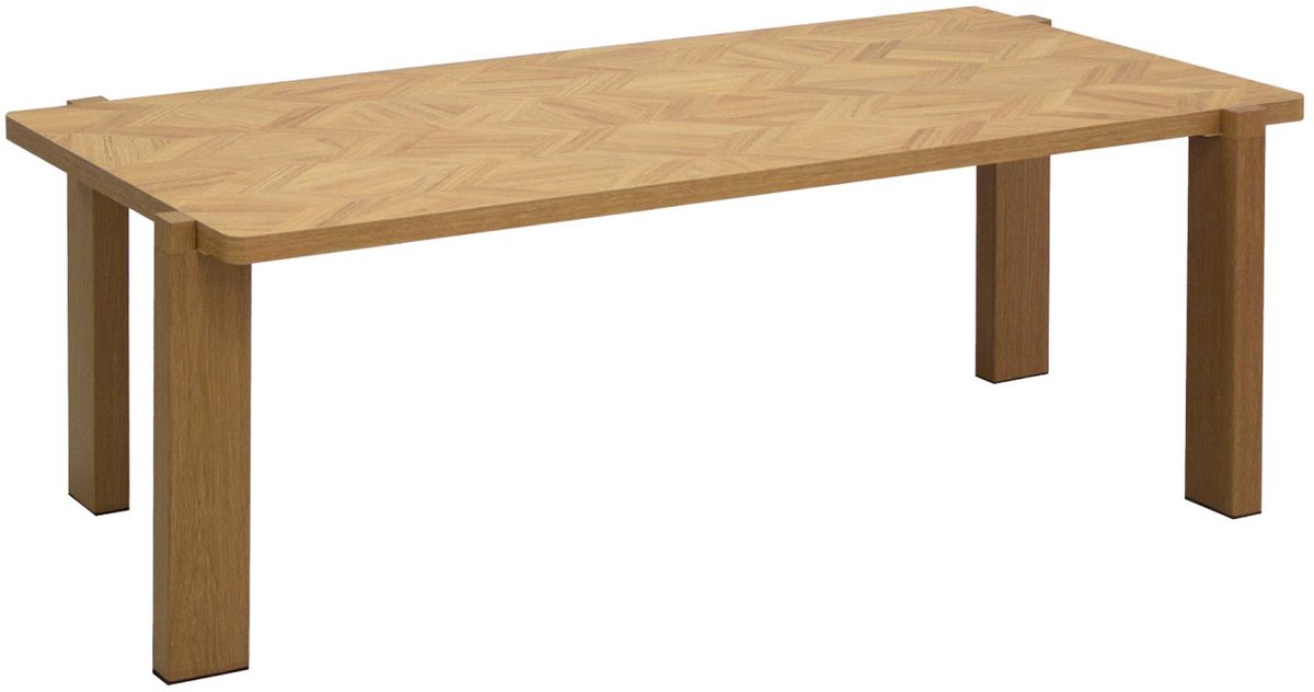 sweeek Vintage rechthoekige salontafel met houtdecor en visgraateffect blad 120 cm - zala Naturel