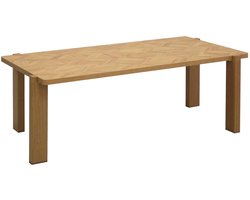 sweeek - Vintage rechthoekige salontafel met houtdecor en visgraateffect blad 120 cm - zala