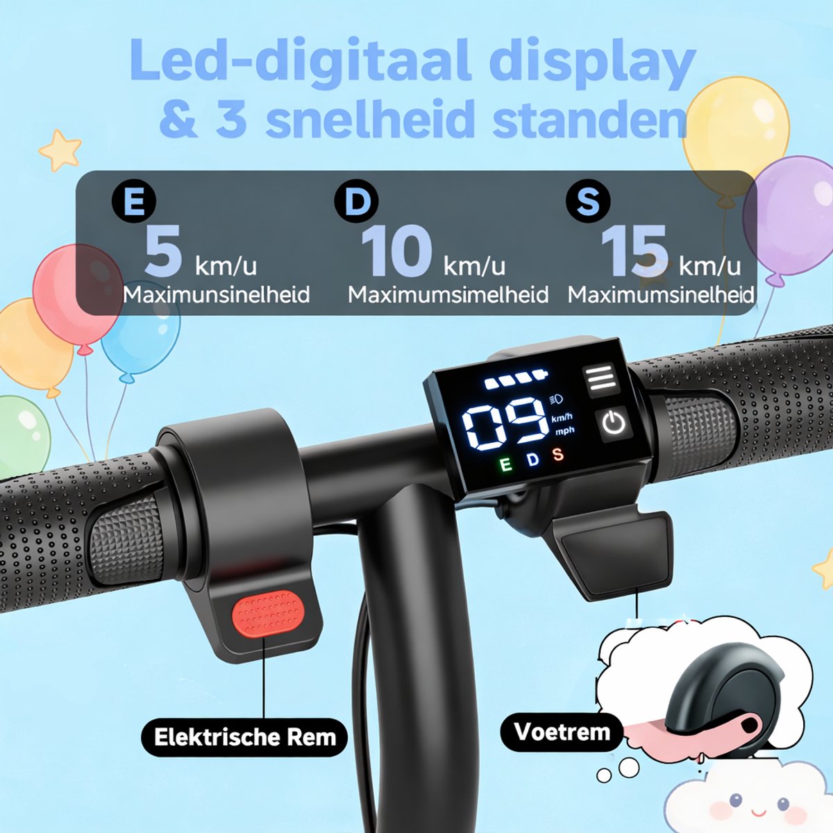 2wheels-shop Stay-on Ladped Elektrische Kinderstep 15 km/h - afbeelding 3