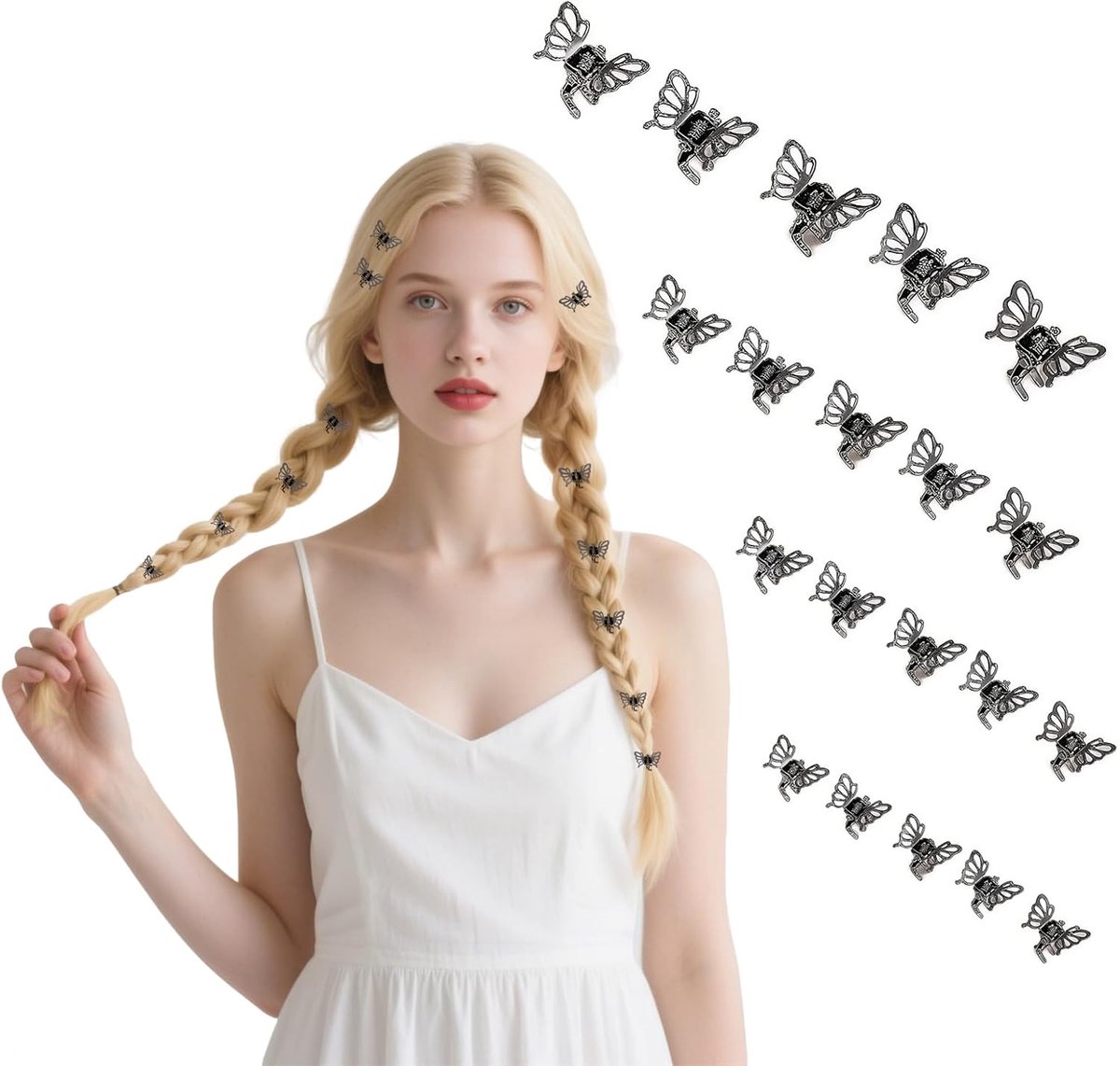 Bloemen Haarclips - Kleine Clips - Haar Styling - Metalen Snap Sluiting - 20 Stuks - Grijs