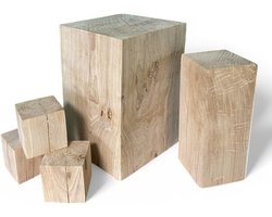 Eikenhouten Blokken - Massief Hout - Decoratief Gebruik - Handgemaakt Uniek - 20x20x...cm - Natuurlijke Kleur