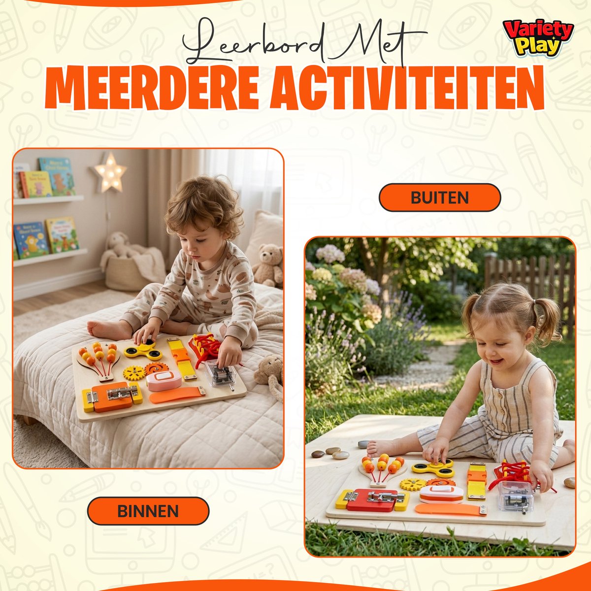 Montessori Busy Board – Educatief Houten Activiteitenbord – Reisspeelgoed - Sensorisch Speelgoed voor Baby & Peuter – Fijne Motoriek Ontwikkeling — afbeelding 6