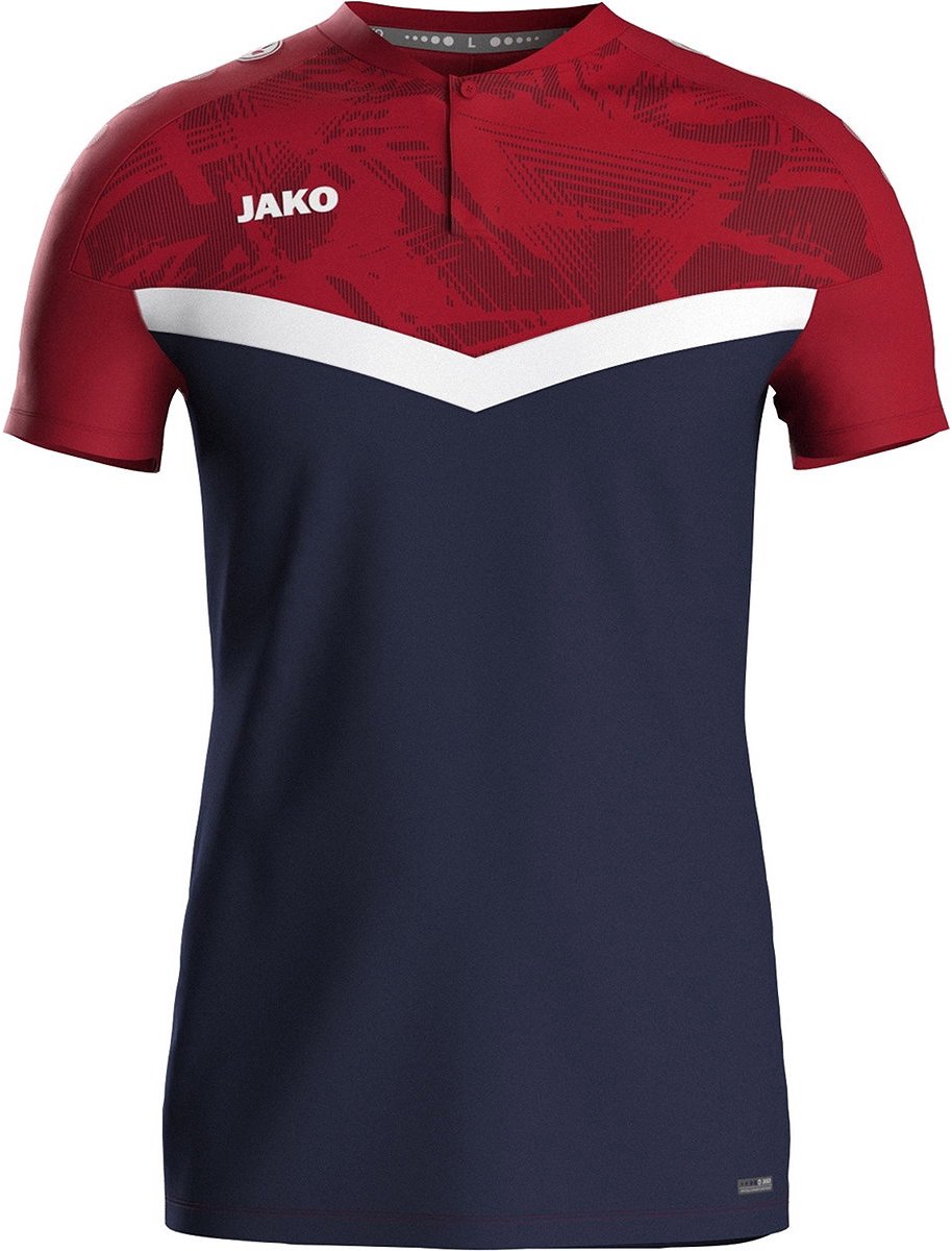 Jako Iconic Polo Heren - Marine / Chilirood | Maat: M