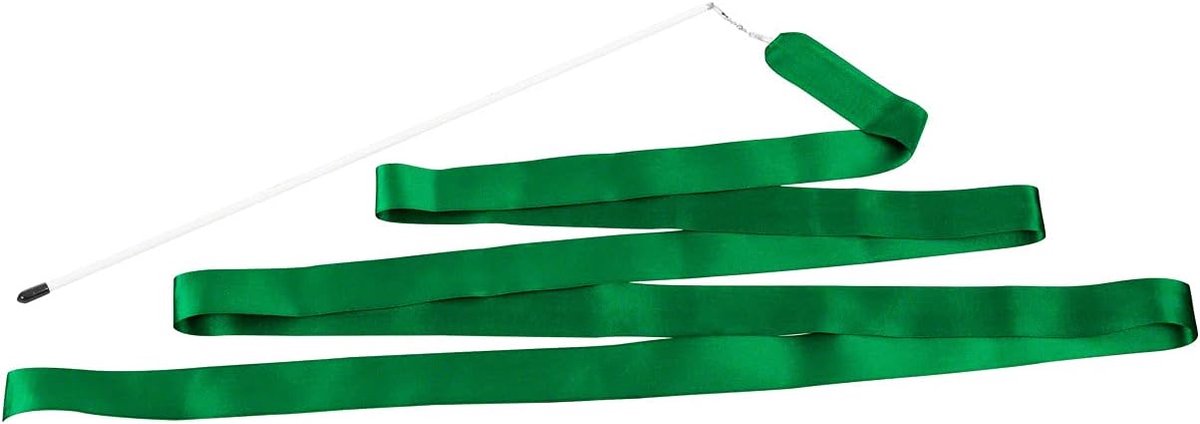 Gymnastiekband met stang - Dansband ritmiekband - Ritmische sportgymnastiek - Glasvezelstaaf met draaimechanisme - 4 meter lengte - Groen