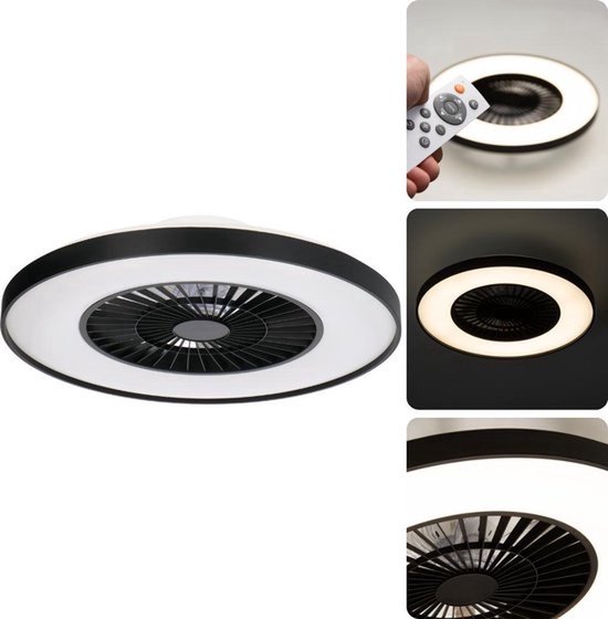 Plafondventilator met lamp zwart JIBOA
