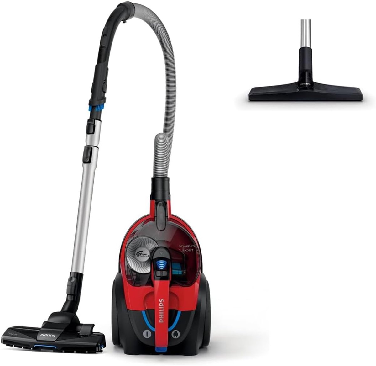Cilinderstofzuiger zonder zak - Krachtige stofzuiger - Grondig schoonmaken - 99.9% stofabsorptie - 2 liter capaciteit - Rood