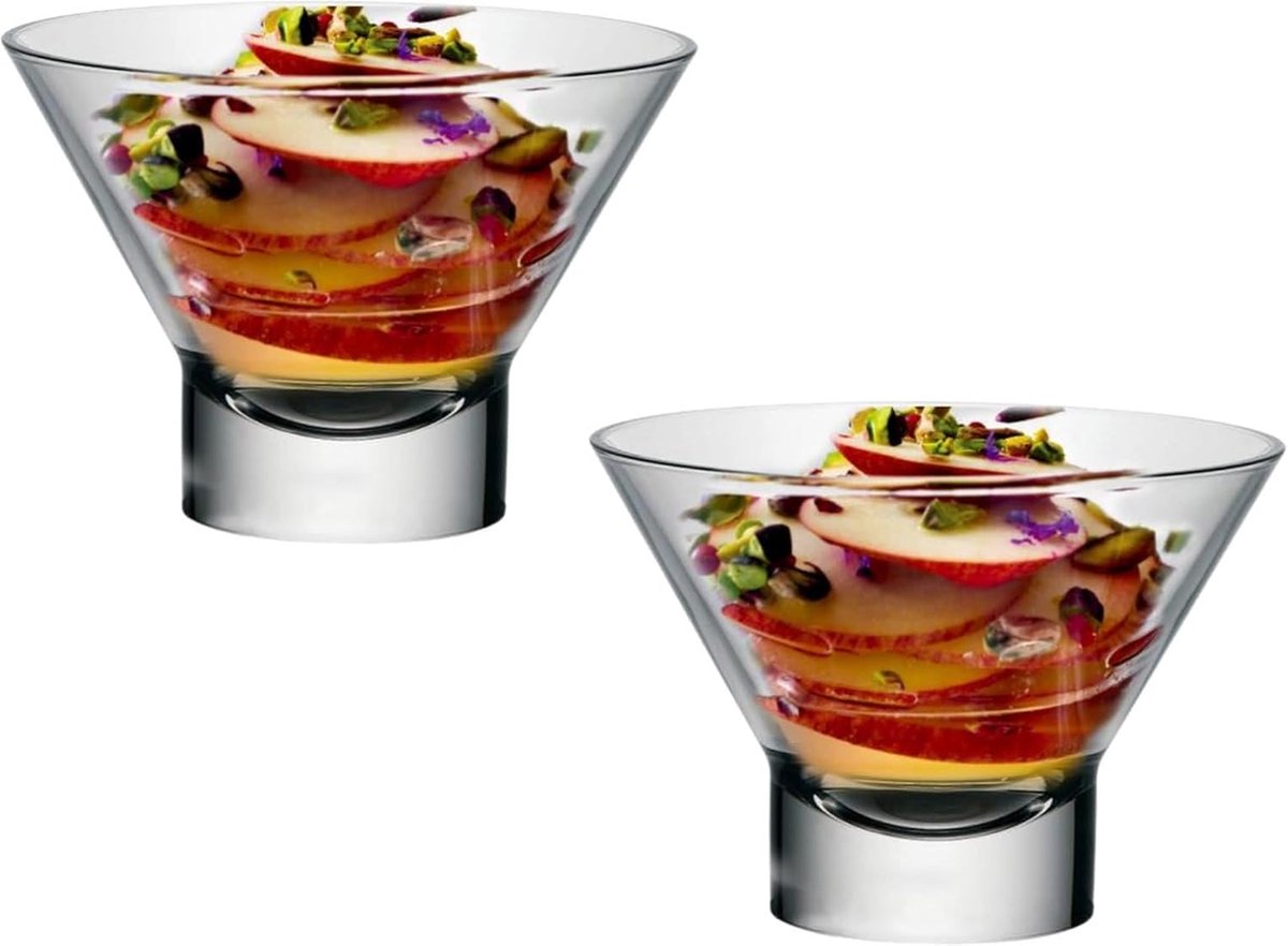 IJskommen Set - Dessert Glazen - Genieten van Desserts - Inclusief Deksel - 375 cl - Transparant