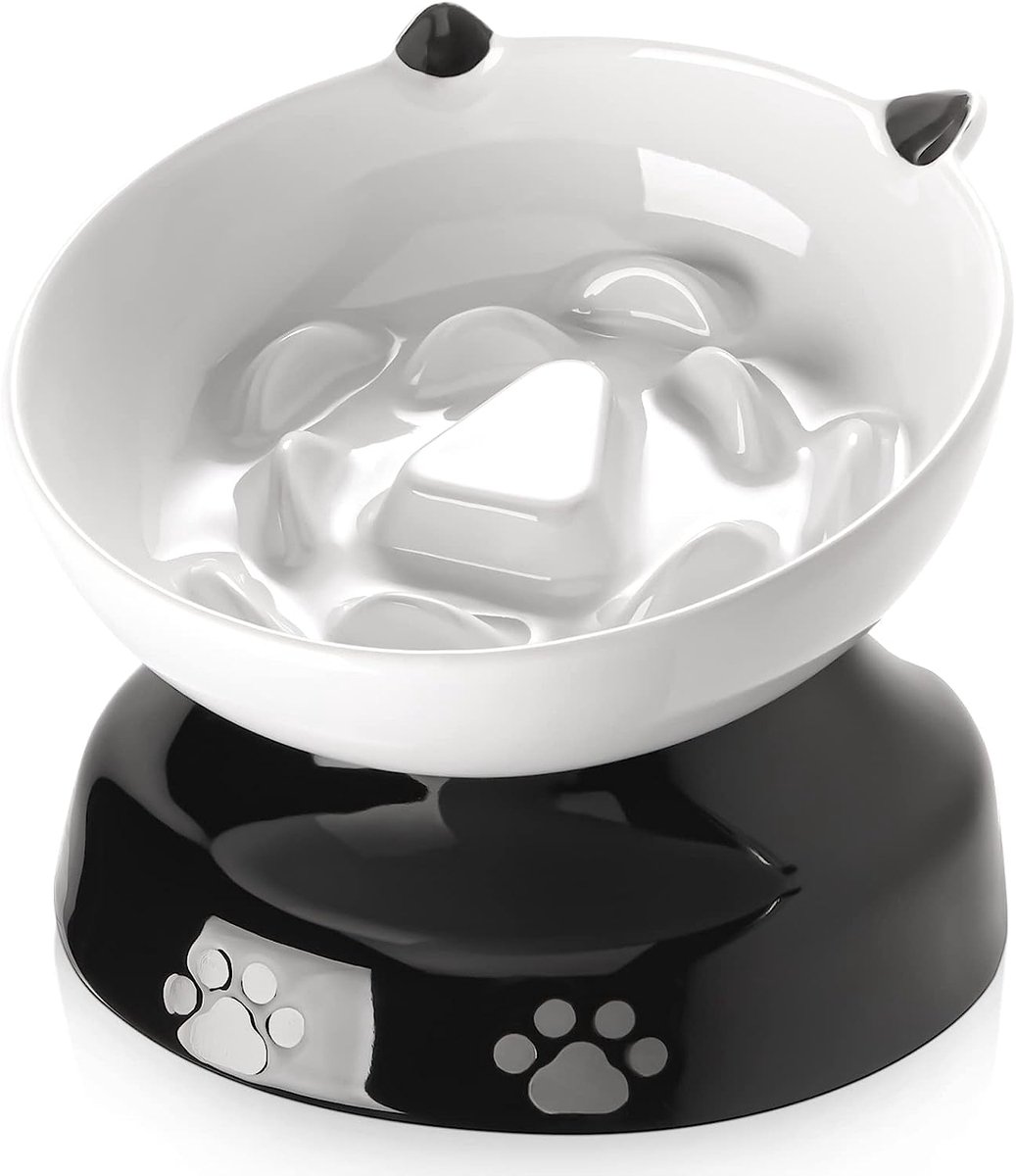 DOWAN Verhoogde Slowfeeder - Gekanteld ontwerp - Kat - Hond - Keramiek