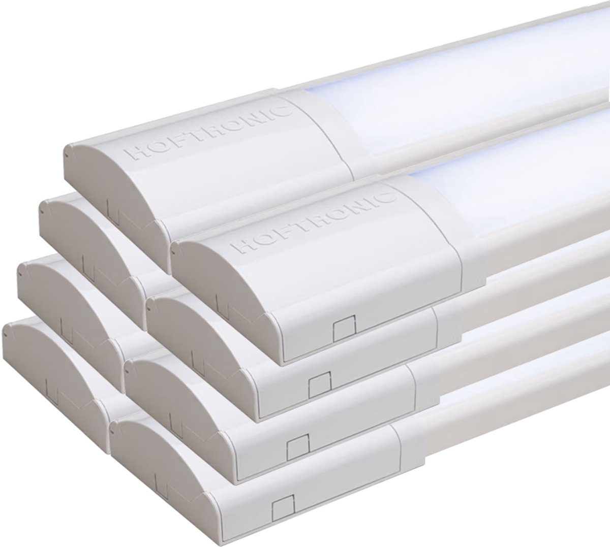 HOFTRONIC 8x HOFTRONIC - LED Batten 150cm - 50W 6000 Lumen - 6400K Daglicht wit - LED TL Armatuur - Voor werkplaats, schuur en als onderbouwverlichting - Incl. montageklemmen & quick connector - 5 jaar garantie