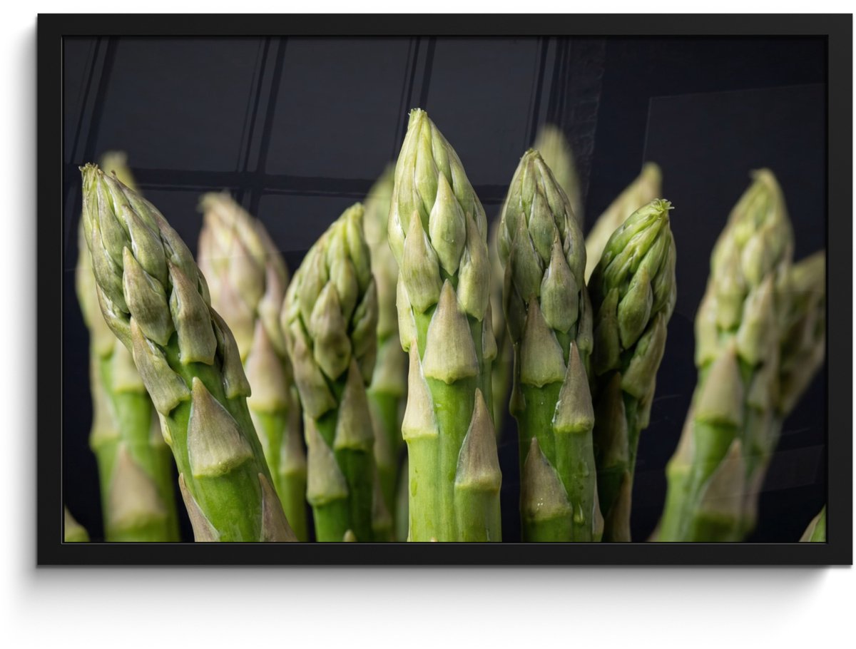 FrameYourWall Poster in lijst - Fotolijst 60x40 cm - Posters - Asperges - Groen - Zwart - Posterlijst zwart - Decoratie - Wanddecoratie woonkamer - Muurdecoratie slaapkamer