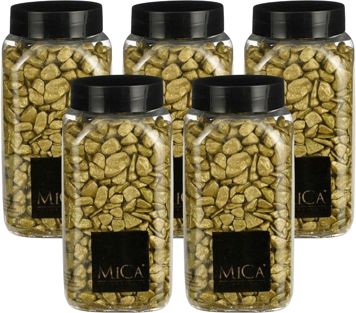 Mica Decorations decoratie steentjes - 5x - goud - 650ml - hobby steentjes - sier stenen