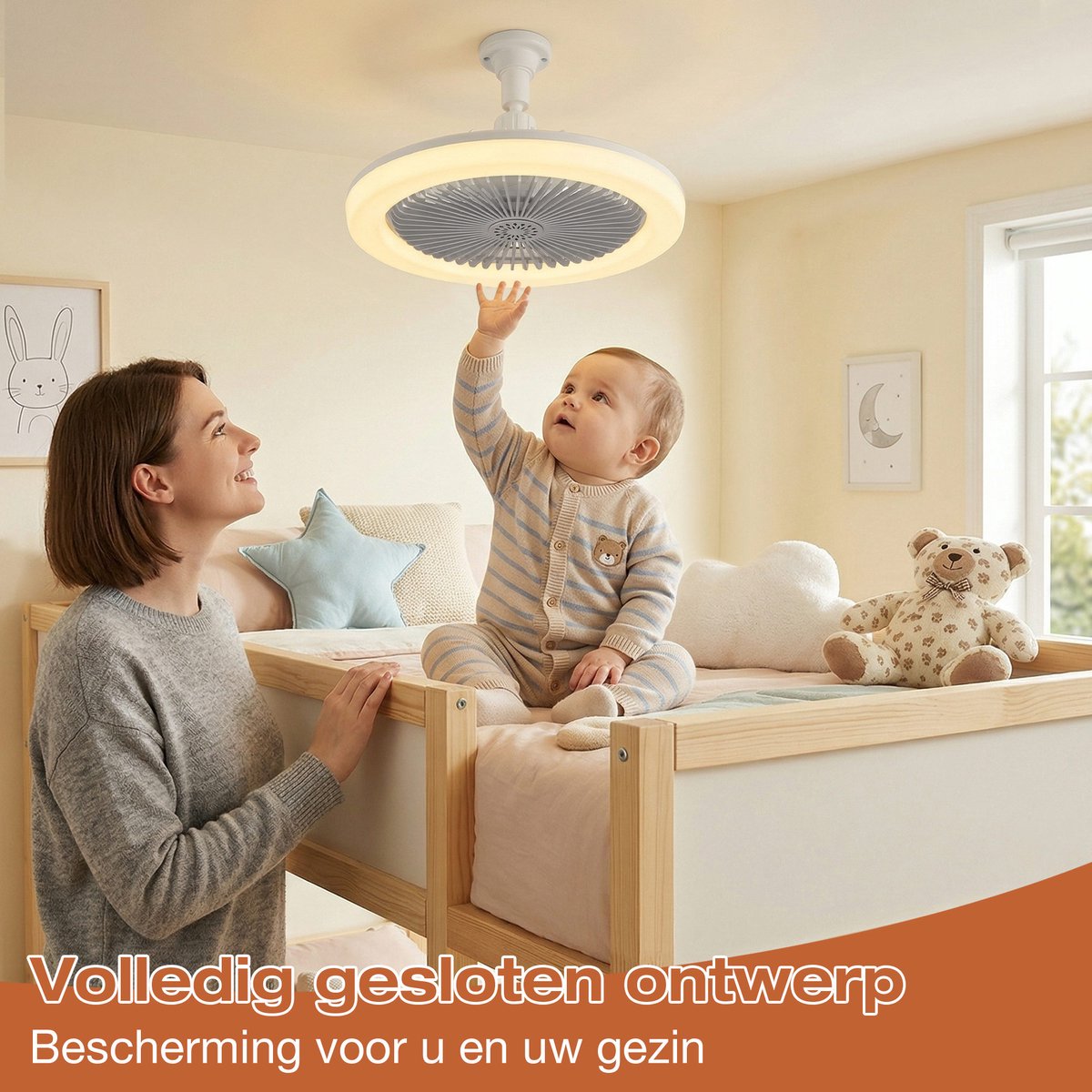 MUPOO Plafond ventilator met LED verlichting E27 Fitting met 360° Draaibaar -APP & Afstandsbediening - 3 Snelheden & Dimbaar - Mini Ventilatorlamp Ø 25cm- lamp ventilator plafond Voor Kinderkamer,Garage & Keuken -Grijs thumbnail 6
