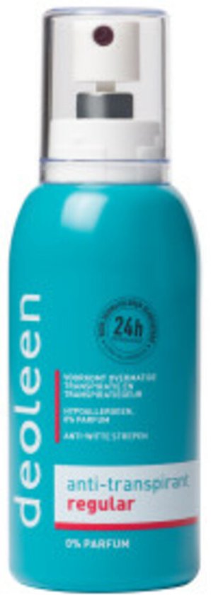 Deoleen Anti-transpirant - Pompspray Regular - Voorkomt overmatige transpiratie en transpiratiegeur - 48 uur effectief - 0% parfum - Dermatologisch getest - Deodorant - 75 ml