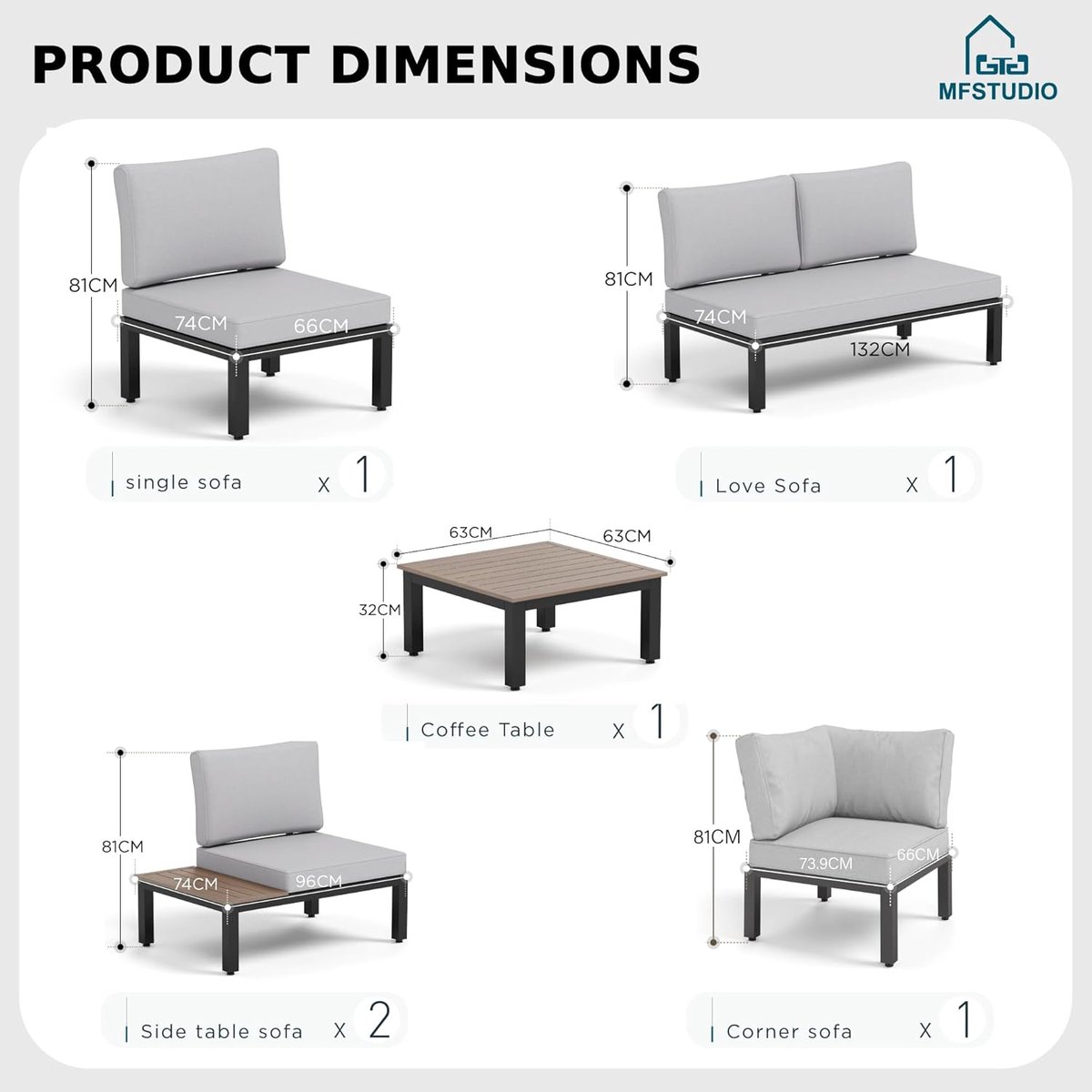 Tuinloungeset L-vormig voor Buiten – Bellavero Modulaire Tuinmeubelset met Salontafel en Bijzettafel – Outdoor Loungeset met Afneembare Kussens – Modern Grijs Terrasmeubel