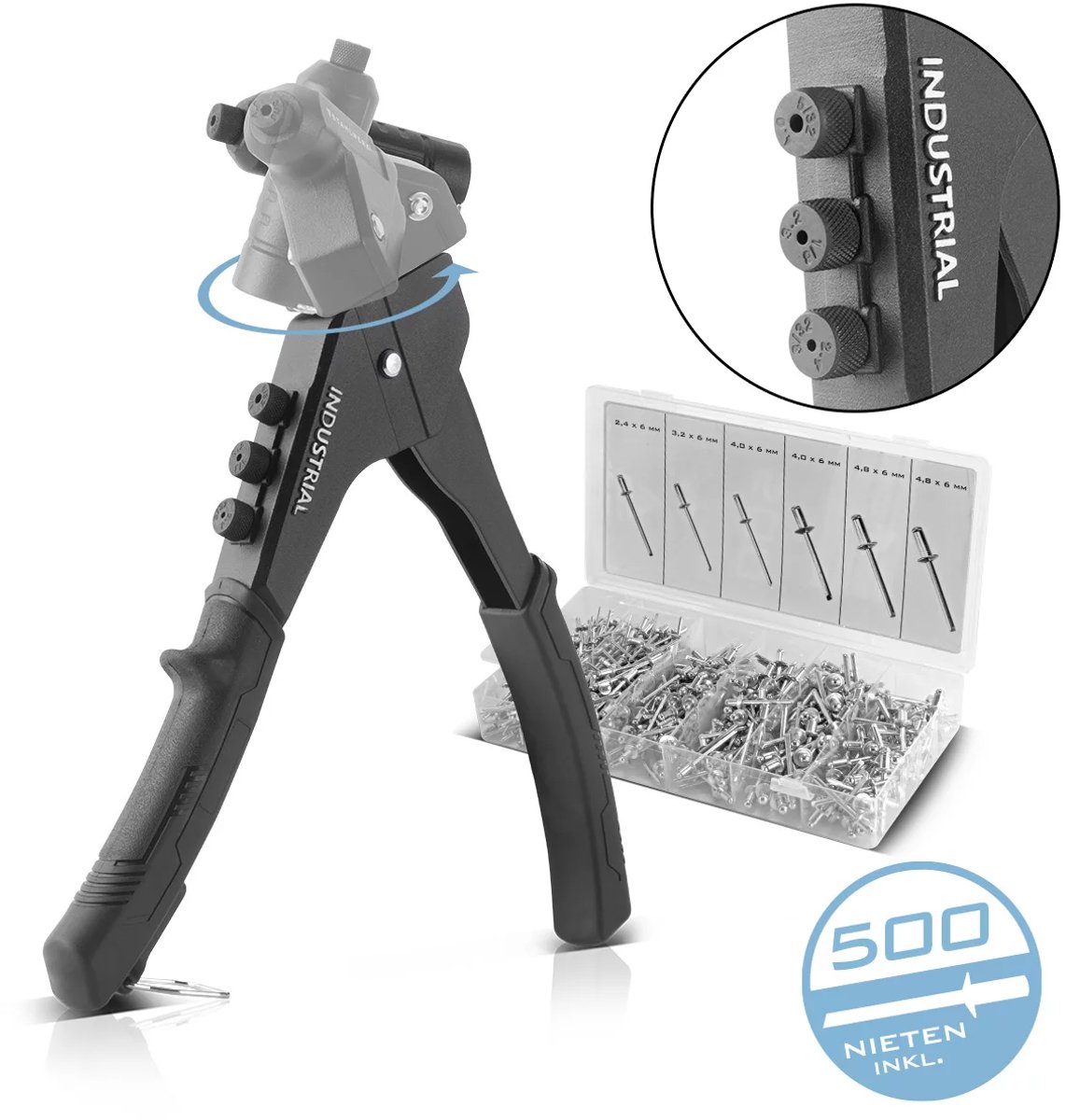STAHLWERK Popnageltangen set NZ-280 ST 360° popnageltang | eenhandige