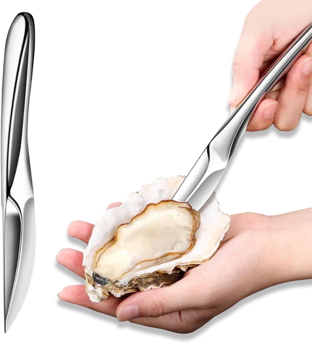 RONN® Oestermes - Oesterset - Oestermes en Handschoen - Zilver - 19cm x 2cm x 2cm