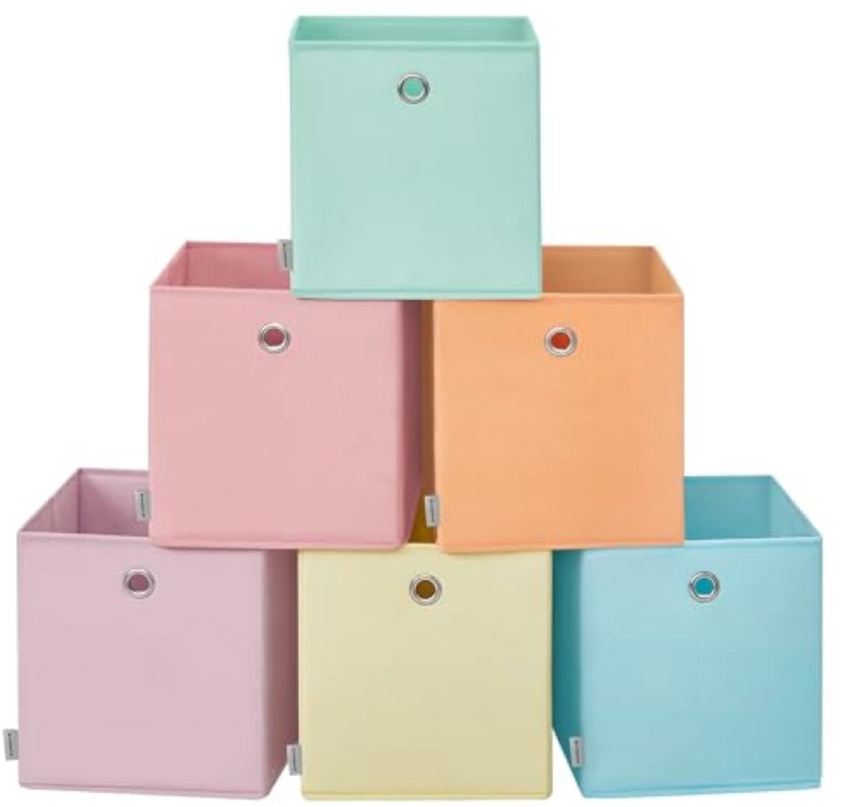 Set van 6 opvouwbare opbergdozen, kleurrijk, voor kubusvakken