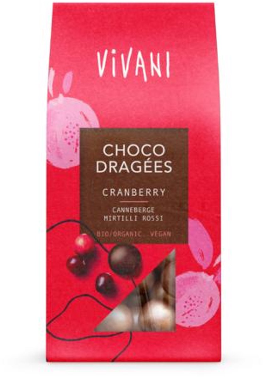 Vivani Choco dragees cranberry bio 75 Gram