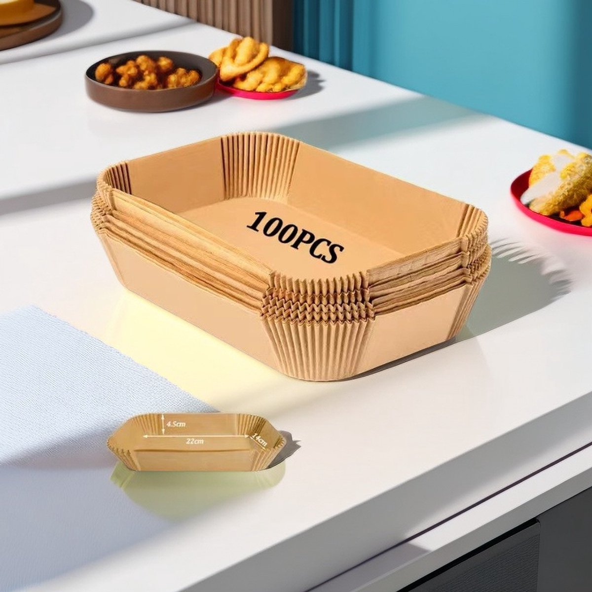 Airfryer Bakpapier voor Dubbele HeteluchtFriteuse, 100 stuks 22x14cm