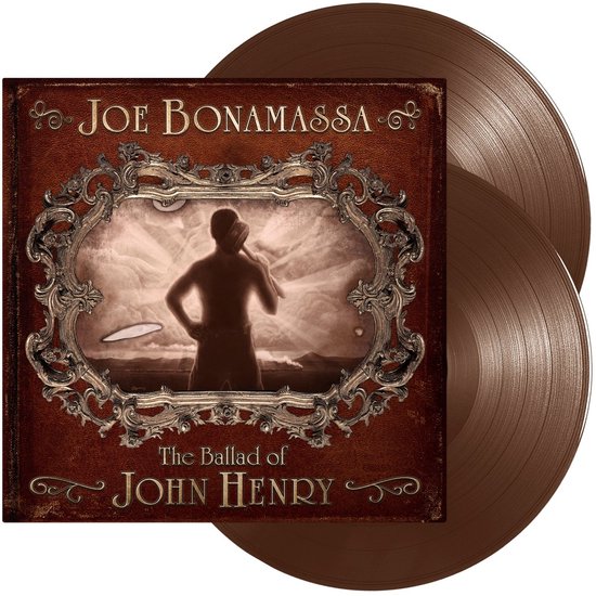 Albumhoes van "The Ballad of John Henry" van Joe Bonamassa met twee bruine vinylplaten.