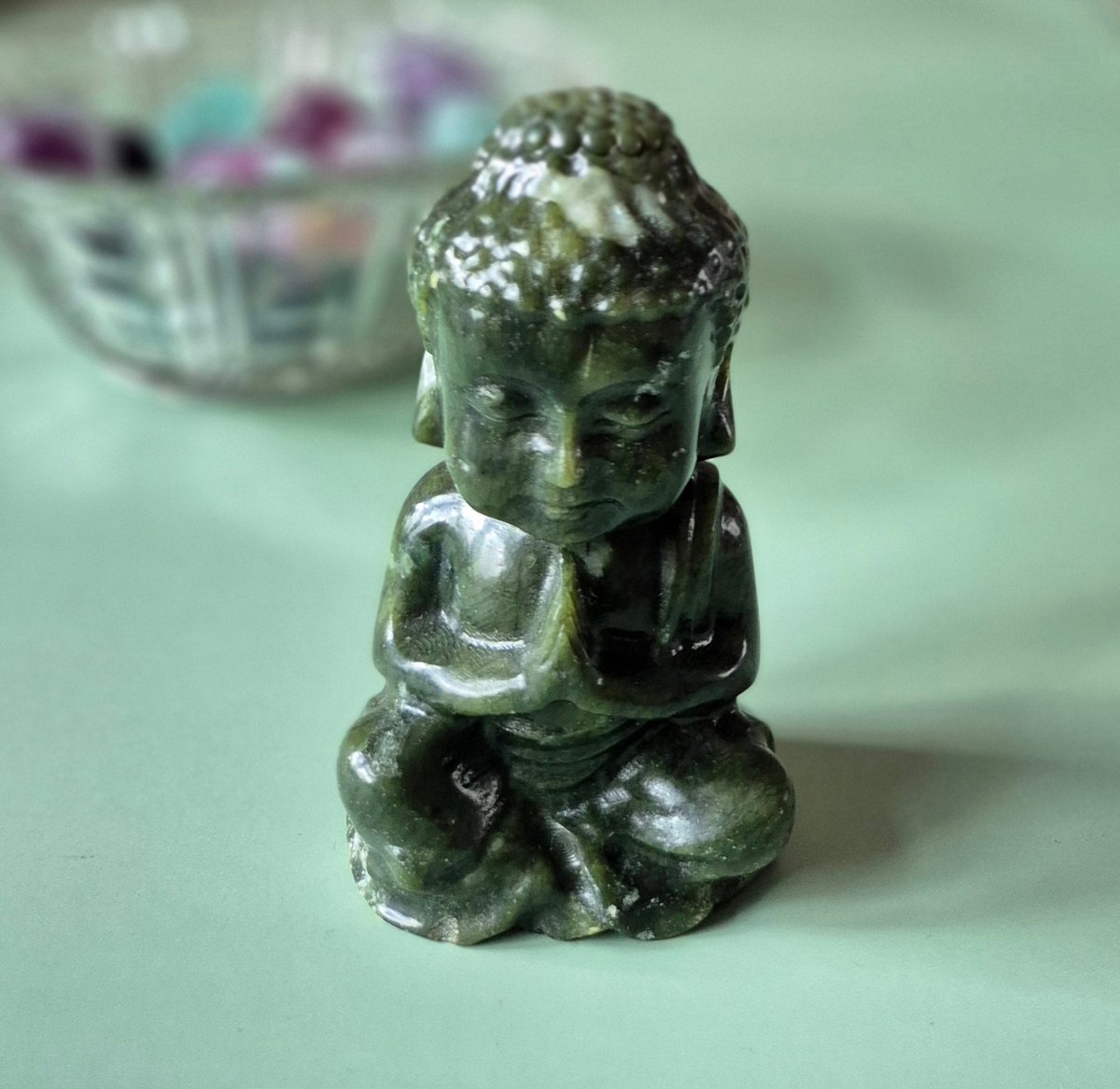 Nephrite Jade Buddha Crystal Carving 10cm