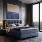 Mörgenn Boxspring Curve - Bonellvering Box - Pocketveringmatras - Suprême Topper 12 cm - Donkerblauw - 180x200 cm