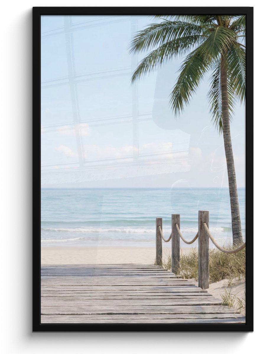 FrameYourWall Poster in lijst - Fotolijst 60x90 cm - Posters - Palmbomen - Pad - Horizon - Posterlijst zwart - Decoratie - Wanddecoratie woonkamer - Muurdecoratie slaapkamer