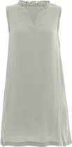 Knit Factory Sola Dames jurk - Zomerjurk - Casual dames jurk - Luchtige Mousseline Jurk - Zomer kleedje - 100% Ecologisch Katoen - V-hals - Tot net boven de knie - Olive Mist - 40/42