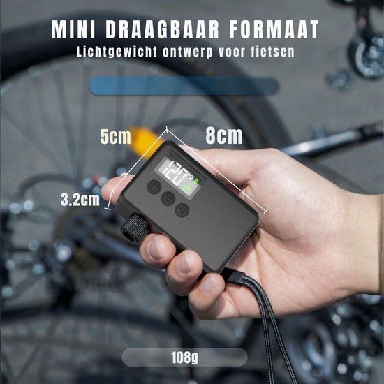 RONN® Fietspomp met Drukmeter - Fietspomp Klein - Fietspomp Handmatig - Zwart - 5cm x 3cm x 7cm — afbeelding 2