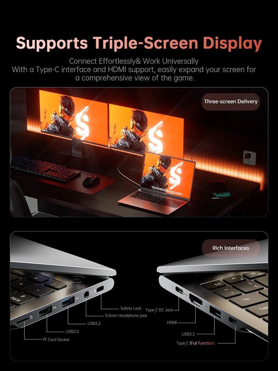 Acemagic - Gaming Laptop - 16 inch - AMD Ryzen 9 6900HX - Ryzen 680M - 512 GB SSD - 16 GB LPDDR5 RAM — afbeelding 5