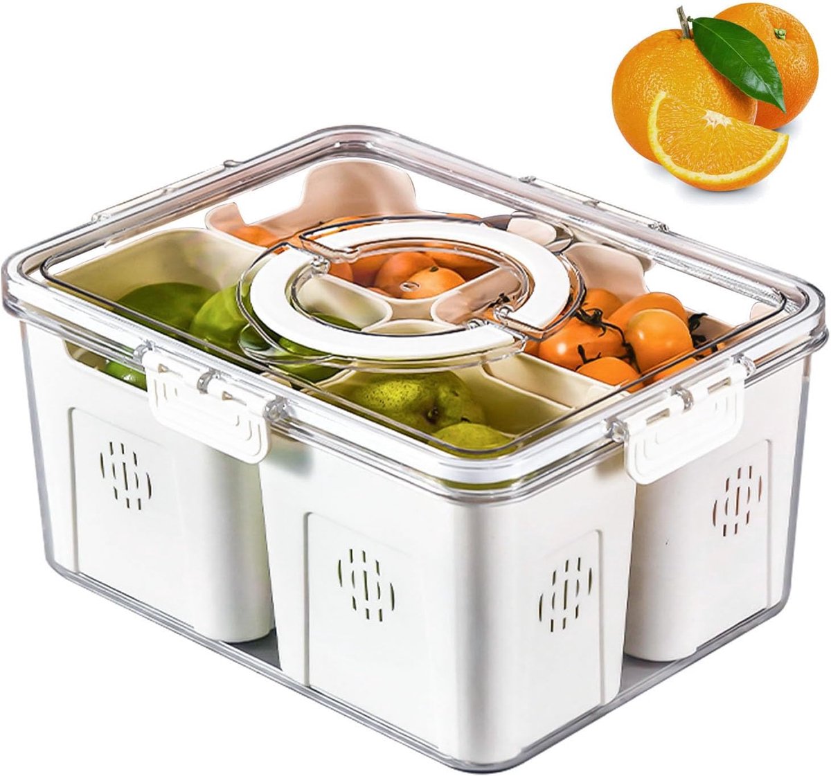 Stapelbare Koelkastorganisatoren voor Fruit en Groenten - Multifunctionele Opslagdozen met Deksels en Handvatten
