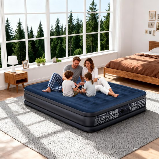 Opblaasbare Matras - Luchtbed met Ingebouwde Elektrische Pomp - 40 Gaten Luchtkussenstructuur - Draagvermogen 150kg - Zelfopblazende Luchtmatras - Voor Reizen, Camping en Gastenkamer - 203×152×38cm - NAIZY — afbeelding 5