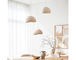 LumenXL – Eetkamer ganglamp Ishi – Wabi Sabi – zandbeige steeneffect – 3 x 30 cm – 3-lichts – E27