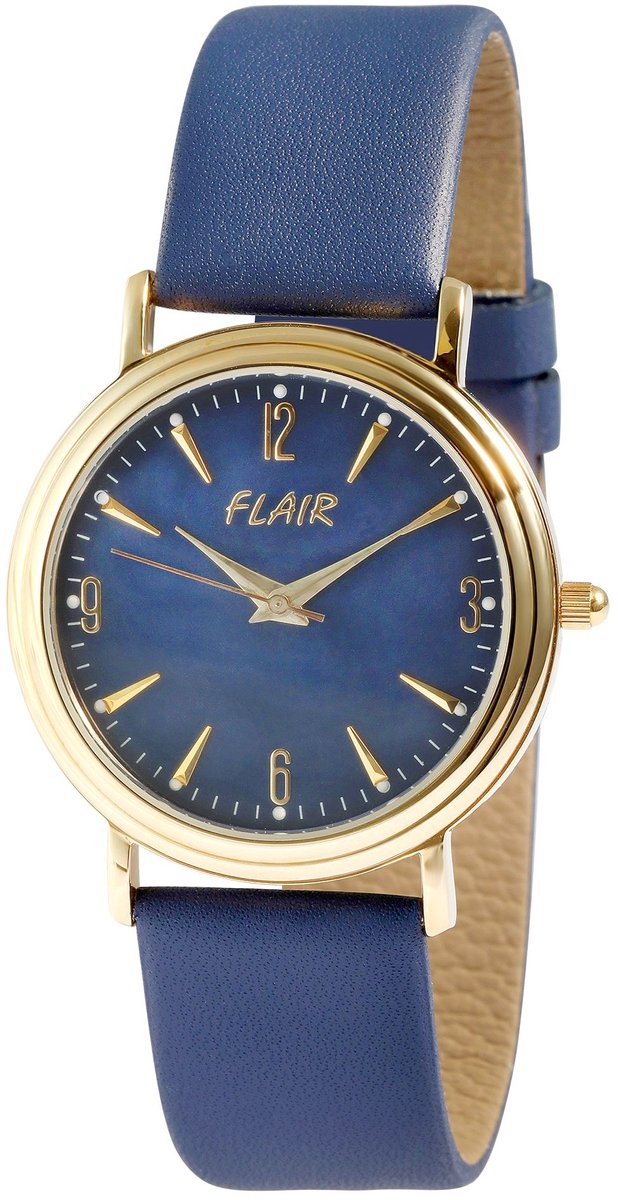 FLAIR Dameshorloge echt leer Mineraalglas