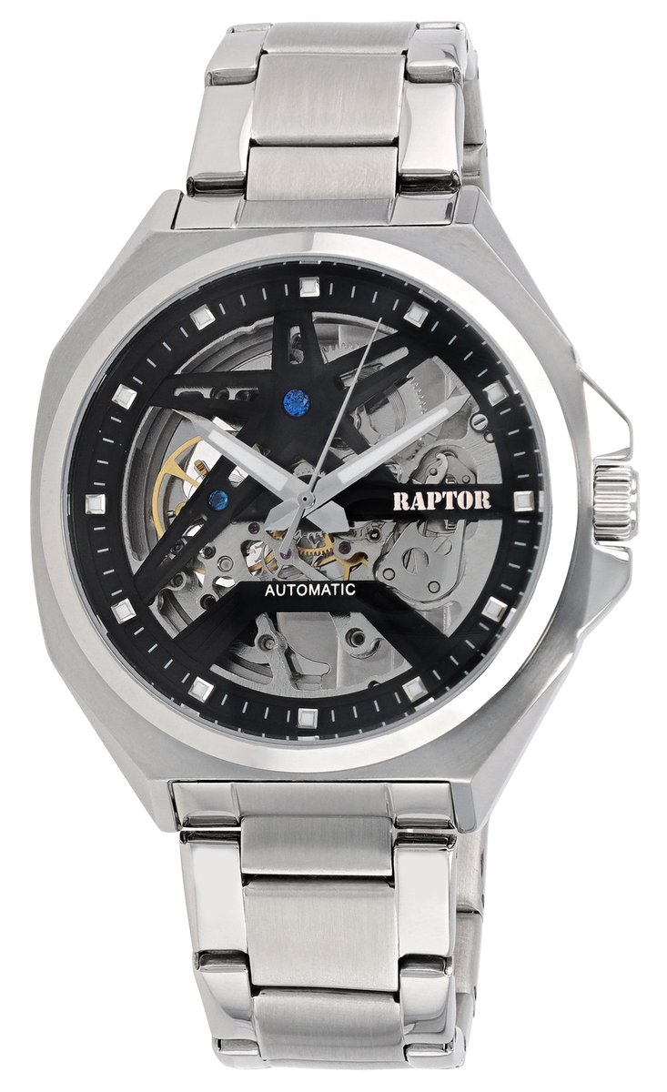 Raptor Herenhorloge van roestvrij staal RA20410 AUTOMATISCH herenhorloge, 5ATM, vintage, skelethorloge