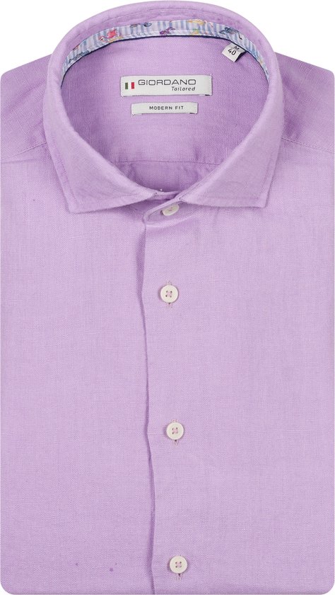 Giordano – Row – Heren – Linnen – Modern fit – Overhemd – Paars – 617810-40