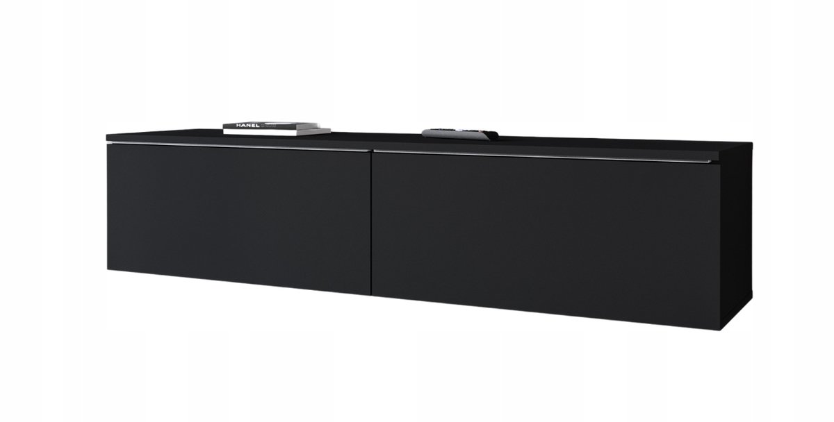 Modern TV-meubel - 140 cm breed - Zwart Mat - Inclusief LED - Zwevend of Staand