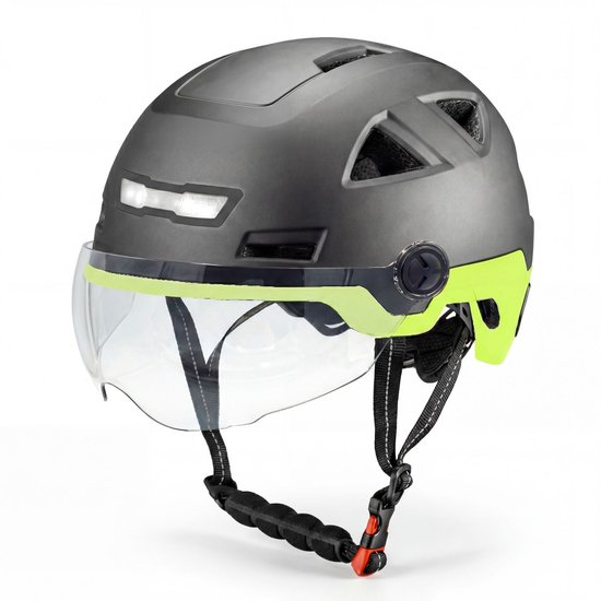 Vito E-Light helm met vizier mat zwart geel voor E-bike / Speed Pedelec / Snorfiets