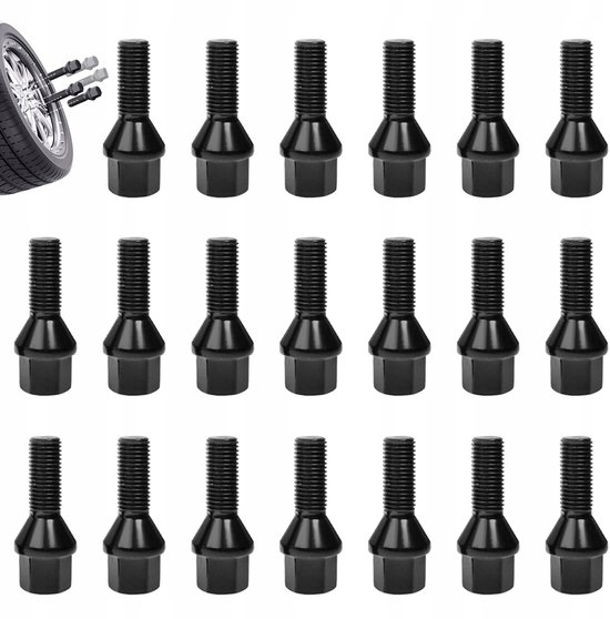 M12x1 25 Prijs 16x Zwarte Wielbouten M12x1,25 – Platte Zitting SW17, Voor Citroën & Peugeot Velgen Wielbouten M12x1,25 Zwart