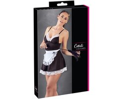 Cottelli Collection – Spannende Dienstmeisje Mini Jurk met Accessoire voor Ondeugende Spellen – Maat L – Zwart
