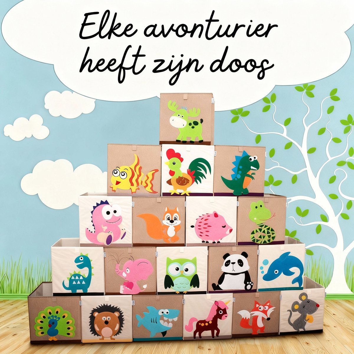 Opbergdoos van stof voor kinderen "roze olifant", compatibel met Ikea Kallax Lifeney