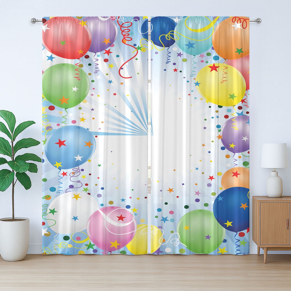 ABAKUHAUS Feestgordijn in rustieke stijl, voor feestjes of vakanties, met lussen en haken voor de woonkamer, 280 x 175 cm, wit met meerdere kleuren