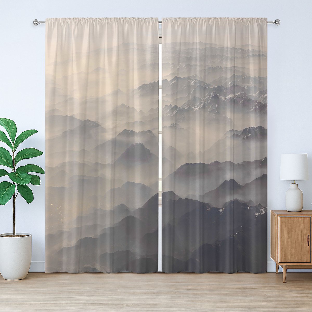 ABAKUHAUS Rustiek Mistgordijn, Foto van Alpenavontuur, Universele Gordijnen met Bandjes en Lussen voor de Woonkamer, 280 x 245 cm, Multicolor