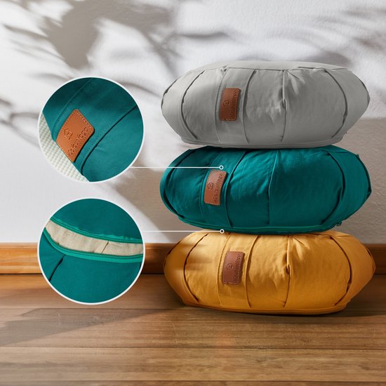 #DoYourYoga - Yoga kussen - »Ganesh« - halve maan meditatiekussen met bio-organische boekweit schalen vulling - 45x30x14 cm - donkergroen van Merkloos — afbeelding 3