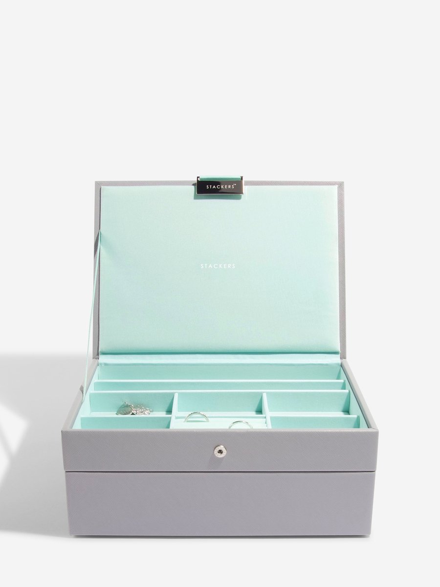 STACKERS GREY & MINT - Sieradendoos - Juwelendoos - Sieradenhouder - Sieraden Organizer - 2-set