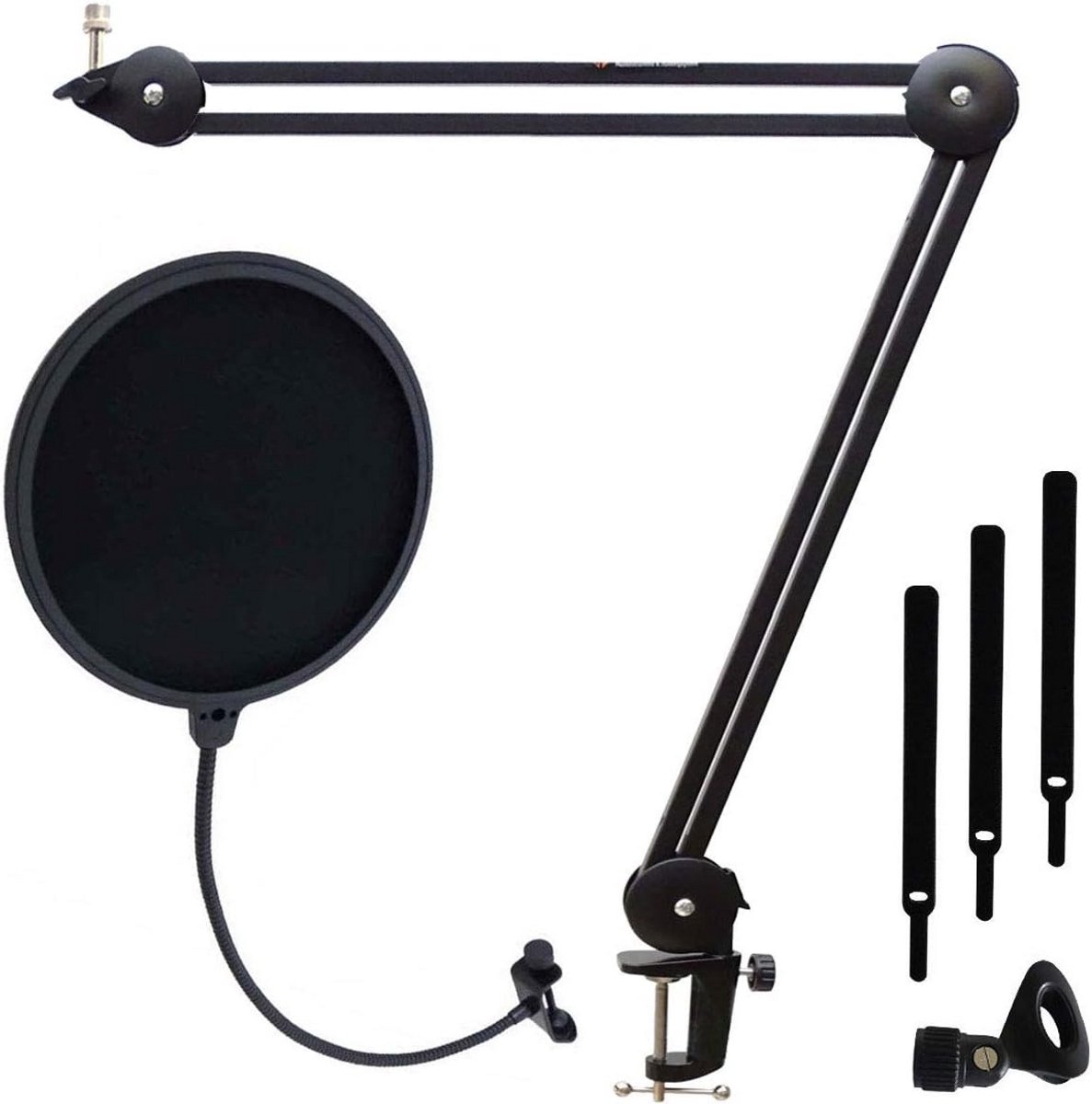 Flexibele Microfoonarm met Tafelklem en Popfilter voor Studio en Podcast