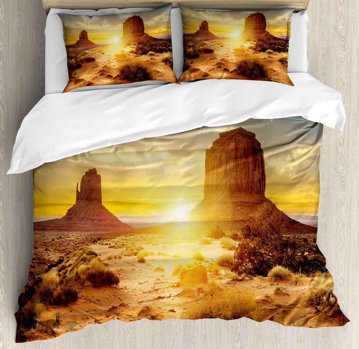 ABAKUHAUS Amerikaans dekbedovertrekset voor tweepersoonsbedden, US Monument Valley Sunset, 230 x 220 cm