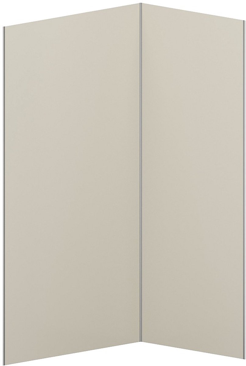 Vente-unique Set van 2 ivoorwitte douchewandpanelen van aluminium met profielen - L90 x B1